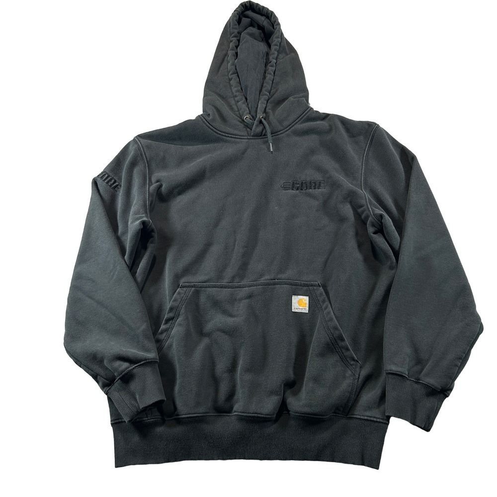 Carhartt Hoodie Mens Large Black Rain Defender Loose Fit Core Embroidered TS0615